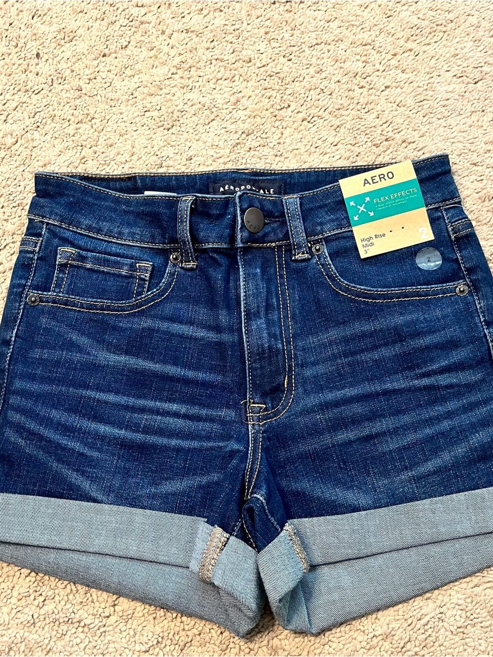 Aeropostale Dark Blue Rolled Cuff Denim Shorts